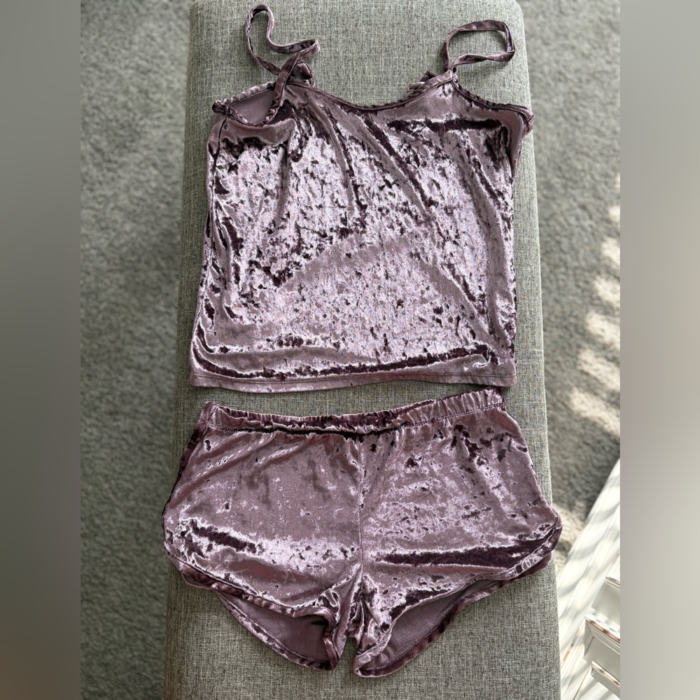 Velvet Pajama Set in Purple